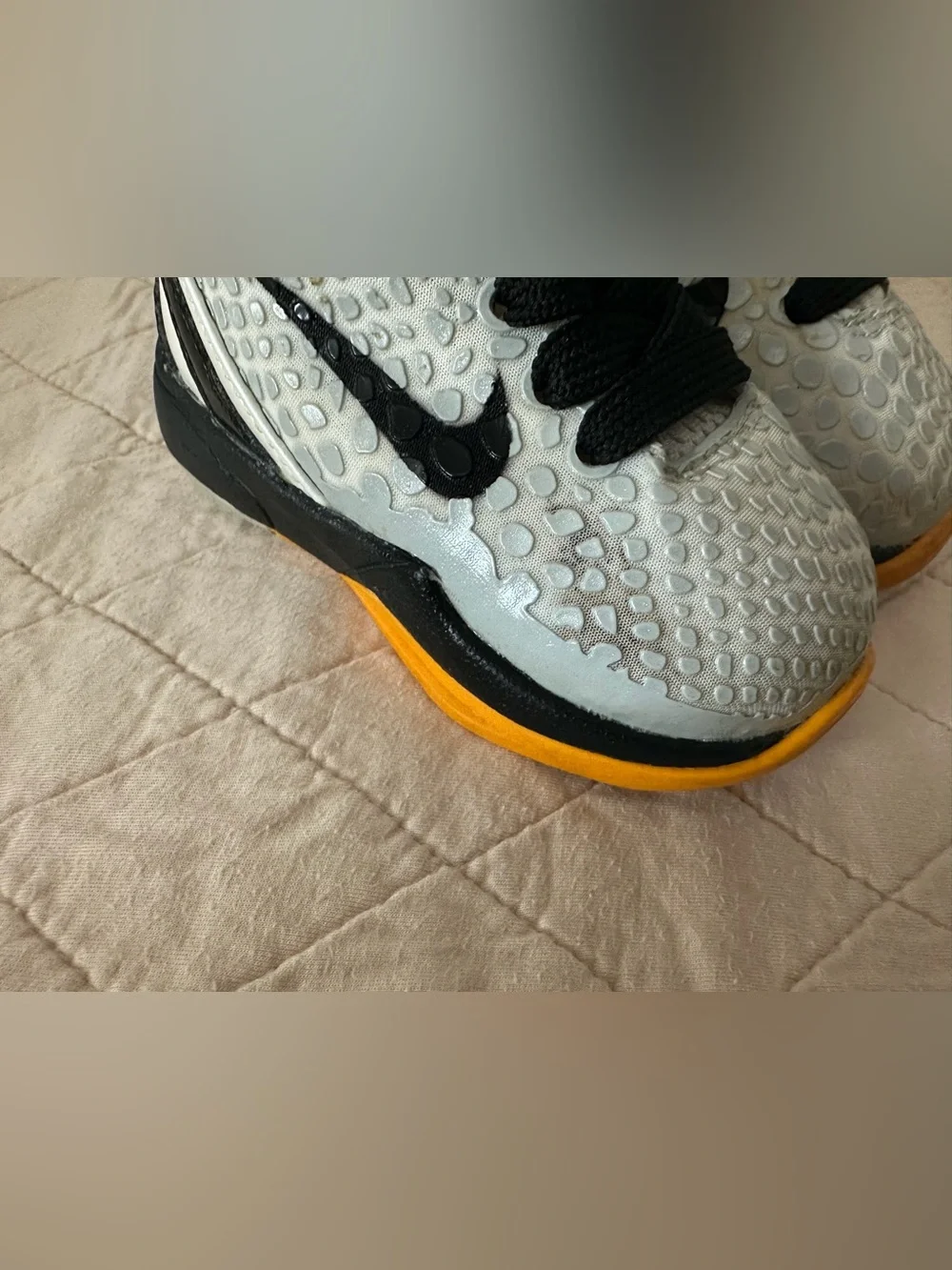 Baby Nike Zoom Kobe 6 4C Silver Black Yellow Kobe Bryant Vintage 2012